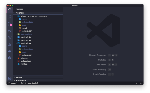 VS Code screenshot of GatsbyJS workspaces