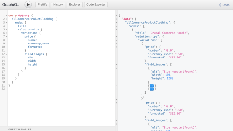 product graphiql output
