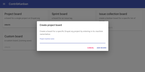 Create project dialog