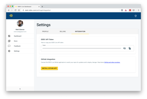 DDEV-Live integration settings