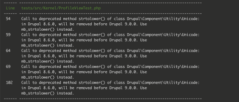 Profile module deprecated message output